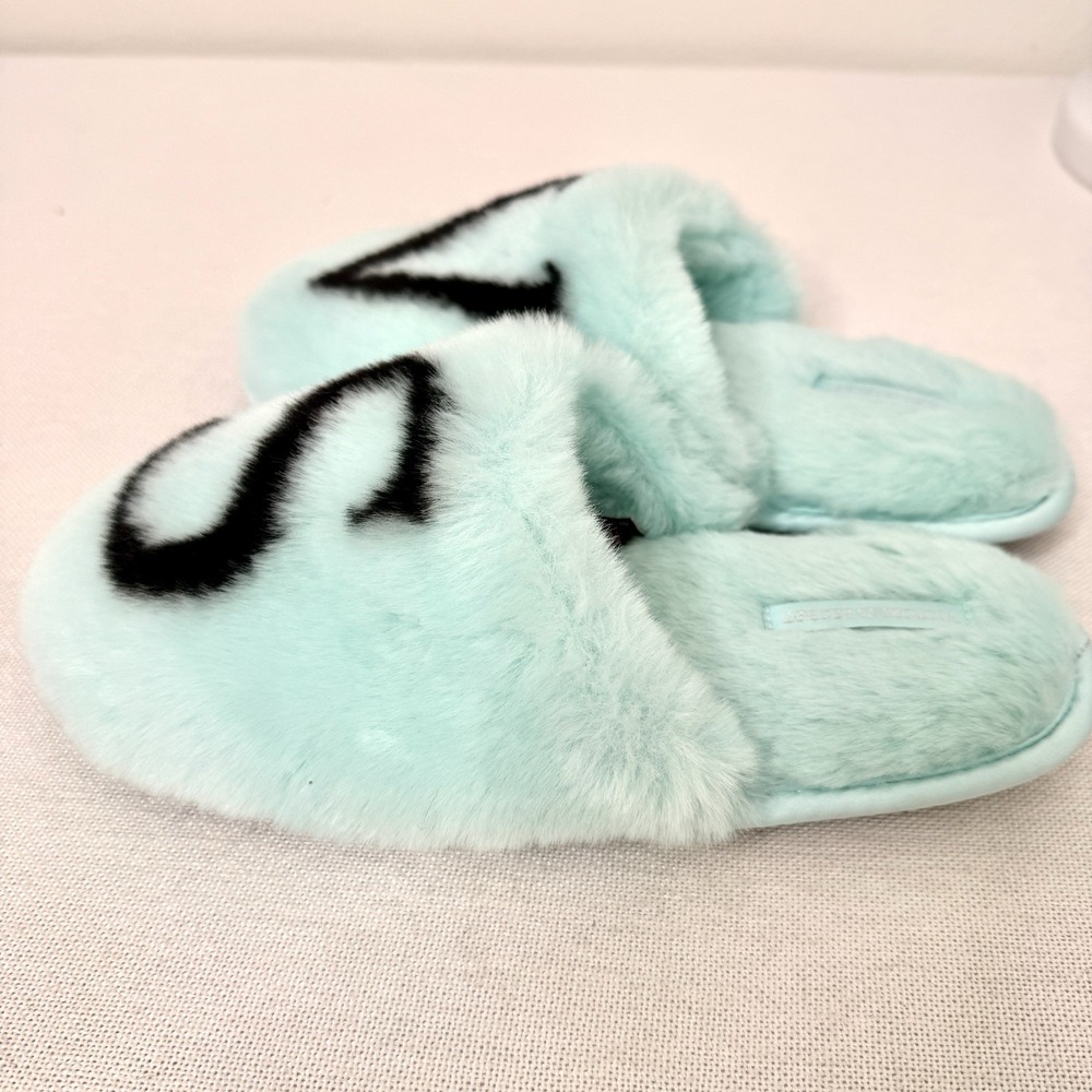 Victoria's Secret Closed-Toe Faux Fur Slippers Mint Green Size Small 5/6 - Picture 4 of 7